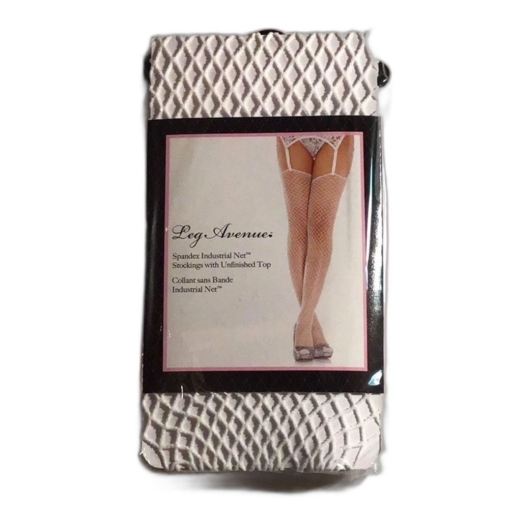 Leg Avenue White Lycra Industrial Net Thigh High Stockings One Size - Picture 4 of 7